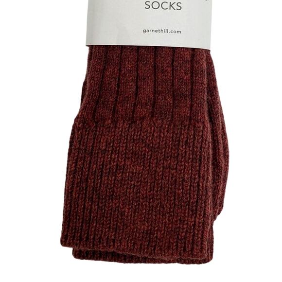 Mens Ribbed 81% Cashmere Mid Calf Socks 10-13 Warm Cozy Garnet Hill Luxury Rust - Picture 6 of 6